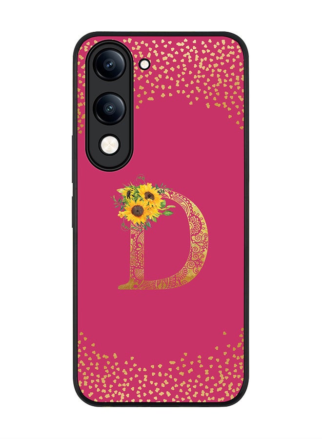 For vivo Y04 / Y29t 5G Case,Slim fit Camera Protection, Shockproof Thin Phone cover  - Custom Floral Monogram - D ( Deep Pink )
